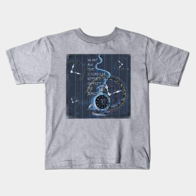 CIRCULAR TIME NIGHT BLUE Kids T-Shirt by ACUANDYC